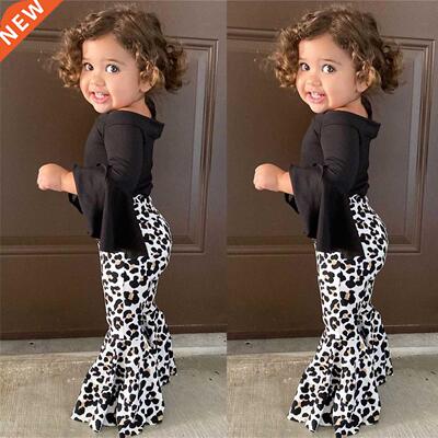 Baby Girl Clothes Set T-shirt ops+ Leopard Print Bell-bottom