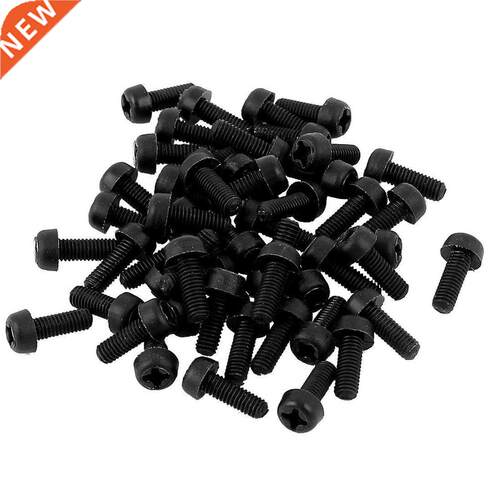 M3 x 8mm Nylon Cross Cross Pan Head Screws Black 50 PCS