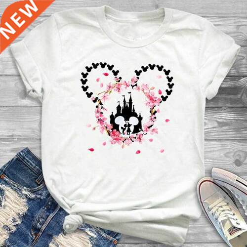 Minnie Mouse Flower Floral Printed T Shirt Women 90s Vintage