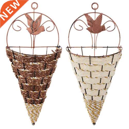 Wall Hanging Natural Wicker Woven Flower Basket Planter