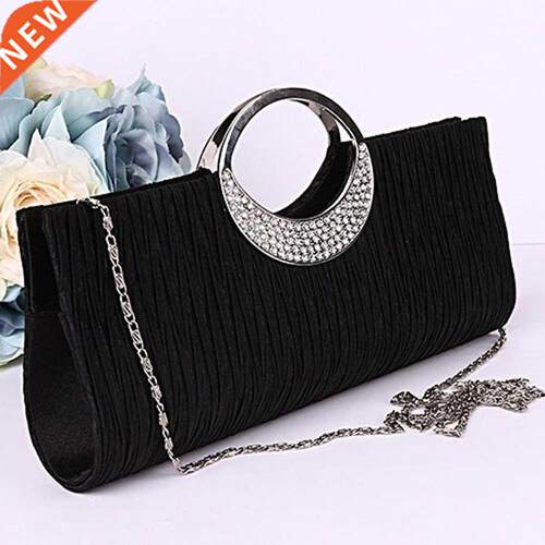 Luxury Rhinestone Satin Pleated Crossbody Bags For Women Eve