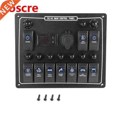 10 Gang Waterproof Car Auto Boat Marine LED AC/DC Panel Dual