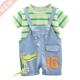 Set Boy Striped Kid Neck Newborn Baby Round Clothes
