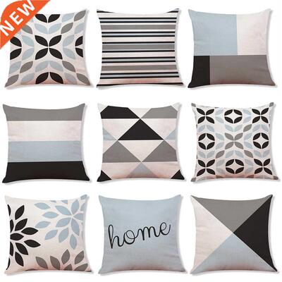Geometric Pillow Decorative Cyan Black Gray Geometry Cushion