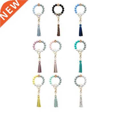 Silicone Wristlet Keychain Bracelet Car Beaded Key Ring Tass