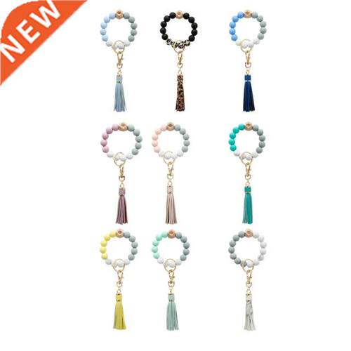 Silicone Wristlet Keychain Bracelet Car Beaded Key Ring Tass