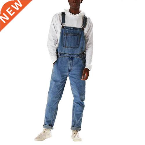 2021 Fashion Men's Denim Bib Pants Full Length Jeans