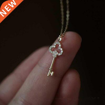 925 Sterling Silver Pavé Crystal Vintage Key Pendant