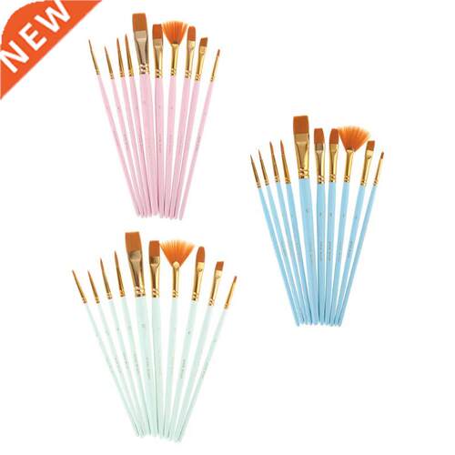 10Pcs Paint Brushes Set Nylon Hair Painting Brush Oil Acryli
