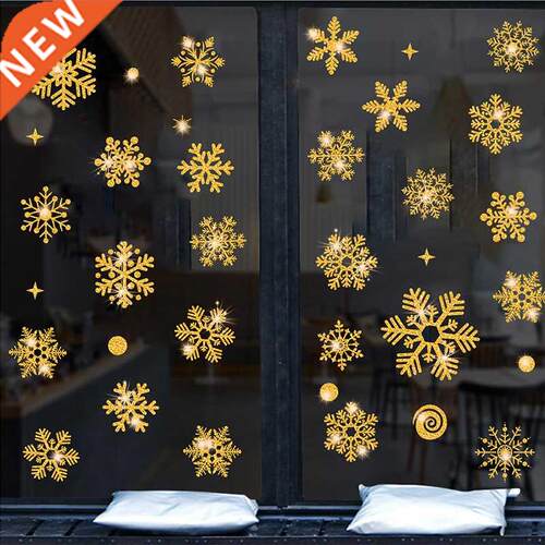 Glitter effect snowflake electrostatic Sticker Window Christ