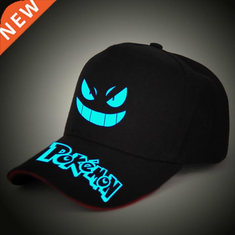 Unisex Caps Pokemon Letter Print Black&Galaxy Print Hats
