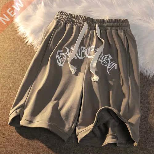 Vintage streetwear letter embroidery elastic waist loose out