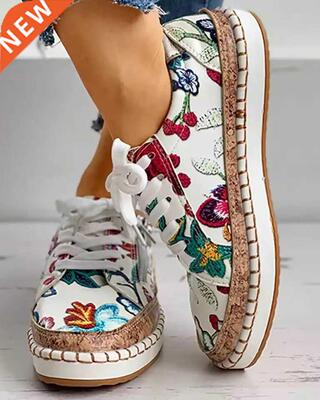 2022 Women Sneakers Lady Vulcanized Shoes Elegant Floral Pri