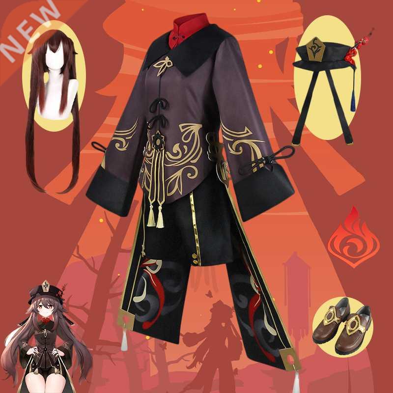 Genshin Impact Hutao Cosplay Costume Shoes Uniform Wig Chine