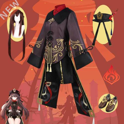 Genshin Impact Hutao Cosplay Costume Shoes Uniform Wig Chine