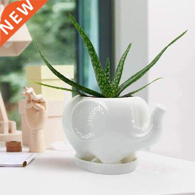 1PC Flower Pot Planters White Elephant Ceramic Pote De