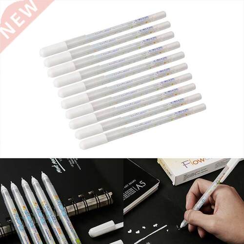 1PC 0.8mm White ink Gel Pen White Hook Liner Pens Signature