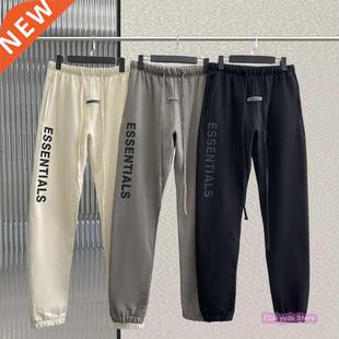 ESSENTIALS Gray Sweatpants Brown Embroide Joggers Reflective