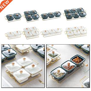 Ceramic Snacks Platter Glass Lid Moisture-proof Serving