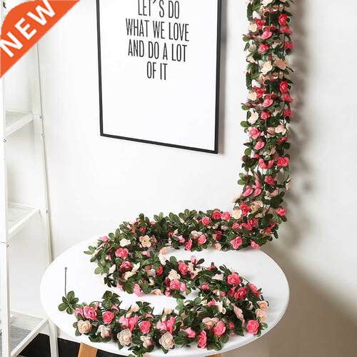 Rose Artificial Silk Flowers Garland for Christmas Wedding H
