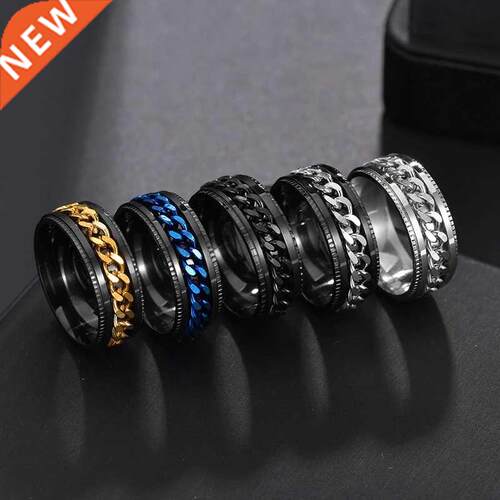 Cool Stainless Steel Rotatable Men Couple Ring High Quality