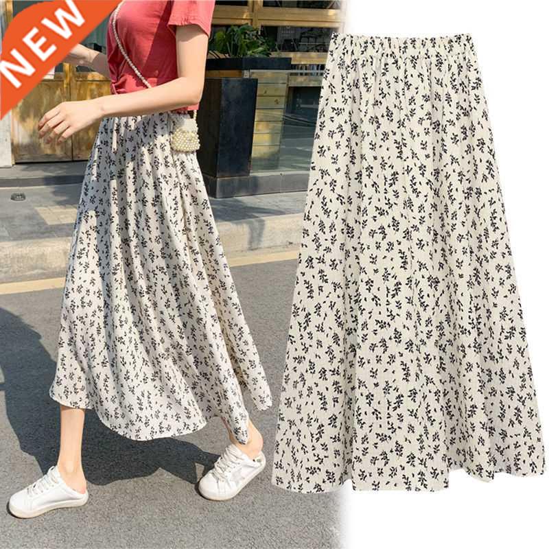 Floral skirt 2021 summer new retro all-match a-line skirt hi图片