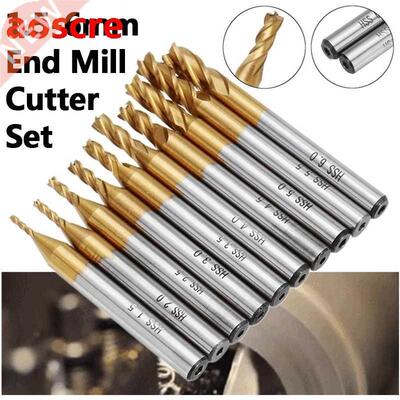 10pcs Titanium Coating Milling Cutter Set 1.5-6.0mm HSS 4 Fl