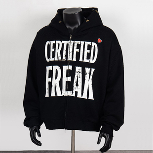 grailz x zico拉链开衫连帽卫衣毛圈布星星装饰字母印花男女款潮