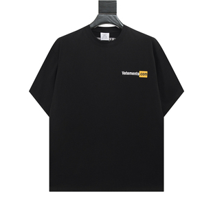 Vetements黑色短袖 宽松圆领字母印花上衣打底T恤春夏 T恤男女同款