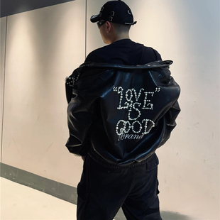 珍珠连帽卫衣全系列字母标语短袖宽松LOVE IS GOOD珍珠烫钻情侣款