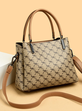 印花手提包女2025新款托特包大气高级感百搭斜挎妈妈包