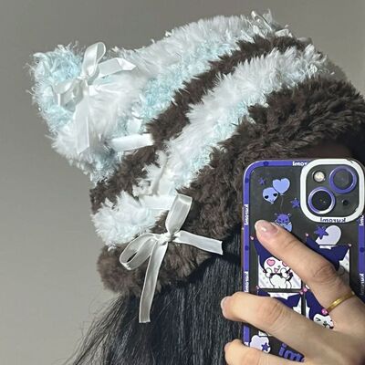 手工diy编织帽子可爱毛绒芭蕾猫