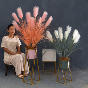芦苇草仿真花束花架落地摆件网红芦苇花假花绿植盆栽橱窗装饰摆设