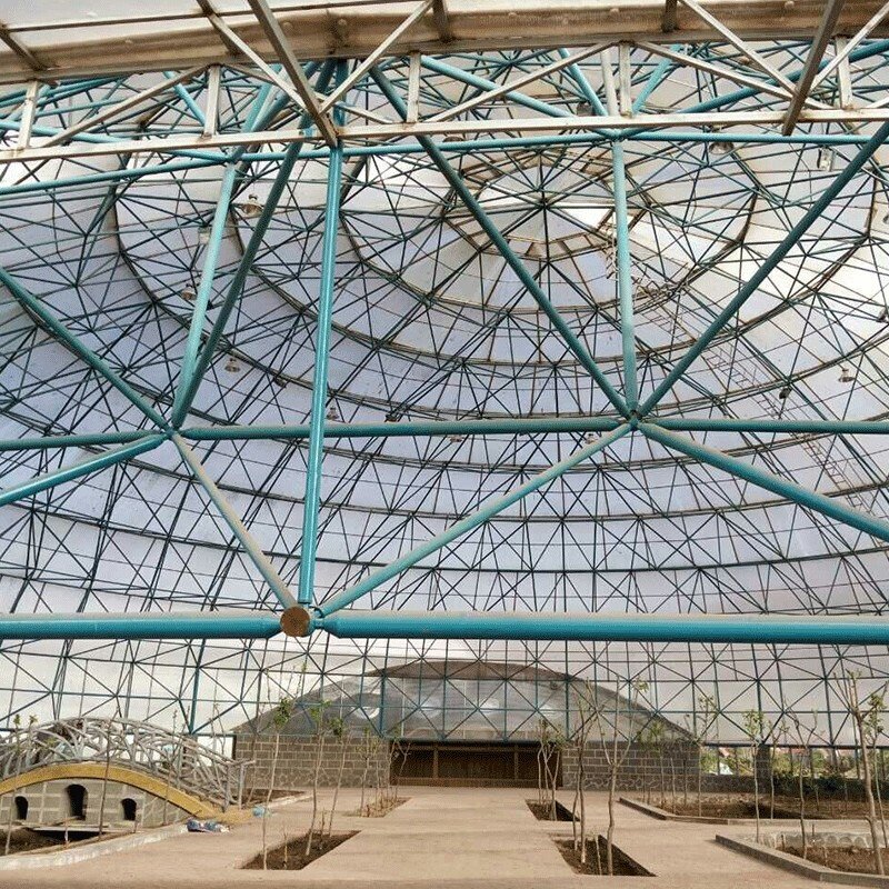 球形钢结构网架螺栓球焊接球定制天井玻璃采光干煤棚加油站罩棚