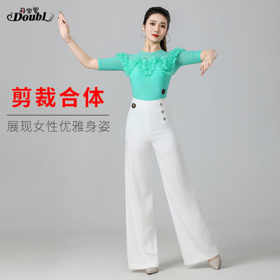【绝美拉丁舞服套装】丹宝罗拉丁舞服套装新款国标舞裤子白色舞蹈