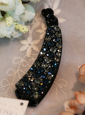 典雅竖夹韩版满钻中号香蕉夹头饰发卡韩国竖卡马尾夹发夹女发饰品