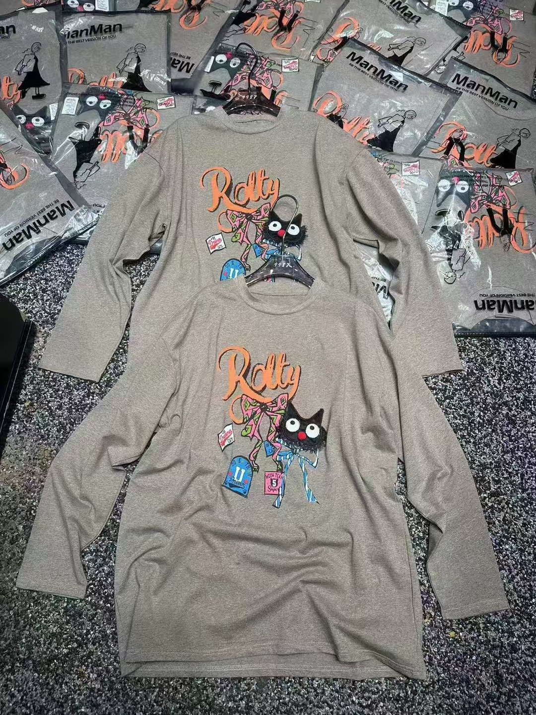 十三行欧货正品高品质卡通字母印花洋气减龄秋冬大版长袖T恤女