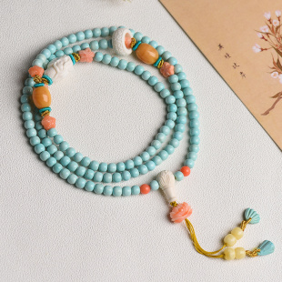 绿松石多宝编织手链鱼扣宝宝佛背云三通圆珠配饰