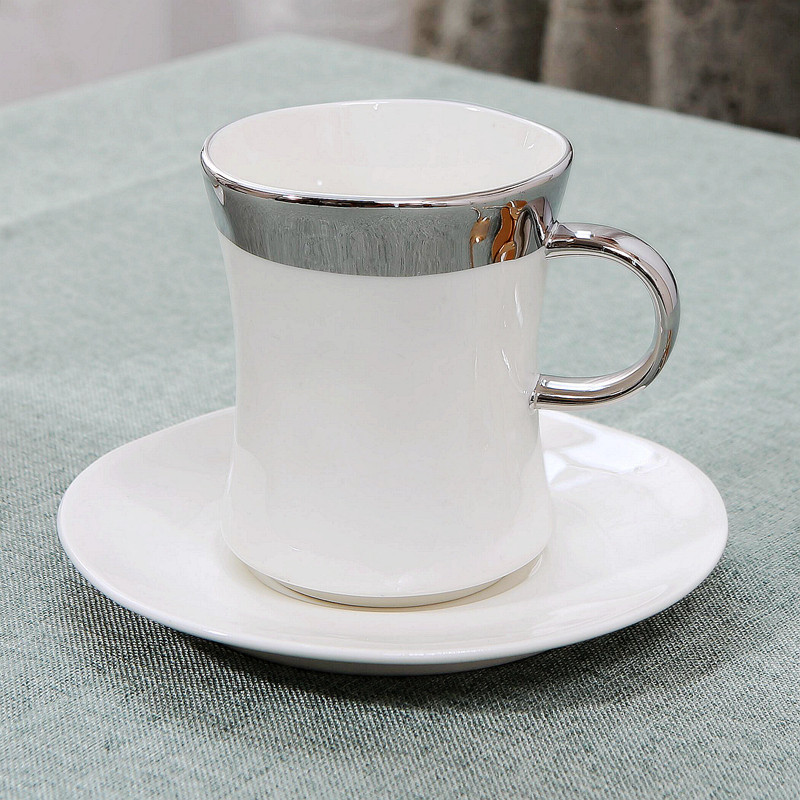 咖啡杯碟送一瓷勺镀银350毫升