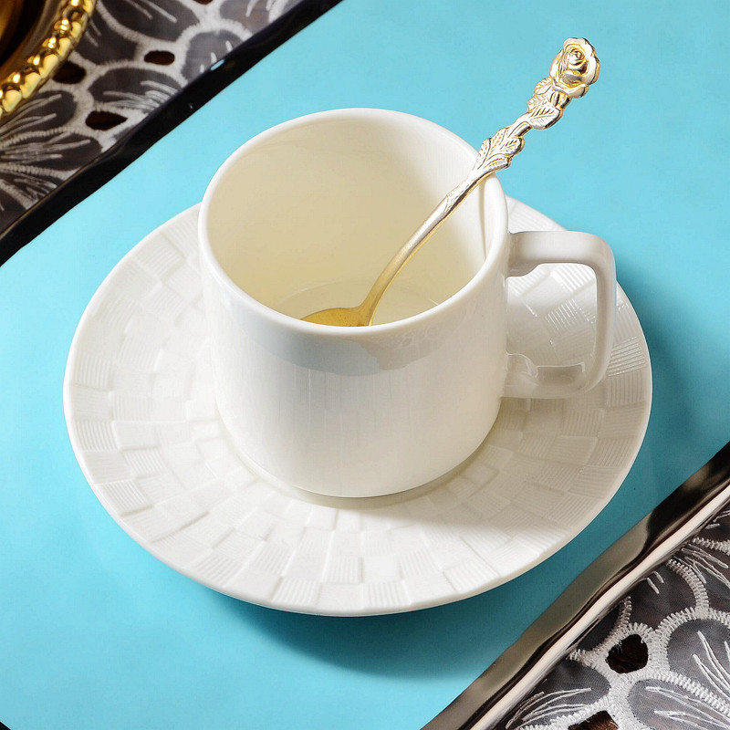 包邮英格兰白色陶瓷咖啡杯碟套装送一瓷勺 下午茶点糕点茶杯 瑕疵
