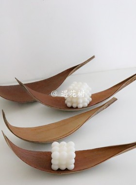 ins小众植物摆件天然木白色烛台托盘进口家居饰品工作室软装民宿