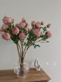 仿真花高枝高档新款 客厅婚礼布置假花摆设玫瑰花花束插花绢花装 饰