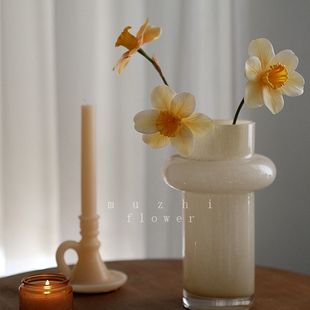 饰花瓶摆件 洋水仙花仿真花假花花束橘黄色客厅摆设桌面插花绢花装