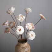 桃花大丽花干花花束客厅摆设高级感真花风干天然通草花客厅摆设