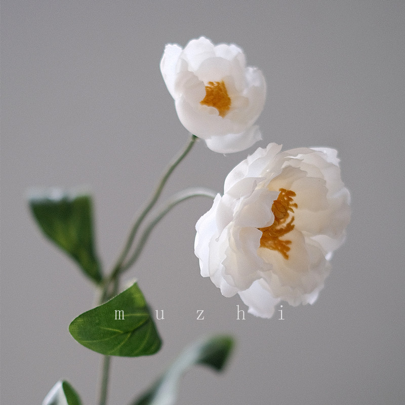 假花仿真花摆设白色小牡丹花束客厅插花绢花婚庆花艺餐桌花摆花