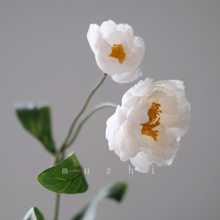 假花仿真花摆设白色小牡丹花束客厅插花绢花婚庆花艺餐桌花摆花
