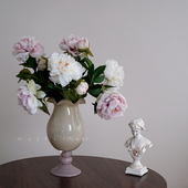 芍药仿真花干花花束轻奢高端客厅摆设插花花瓶餐桌装 饰花艺摆件