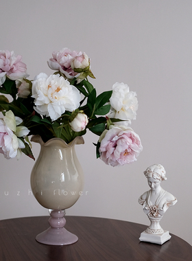芍药仿真花干花花束轻奢高端客厅摆设插花花瓶餐桌装饰花艺摆件