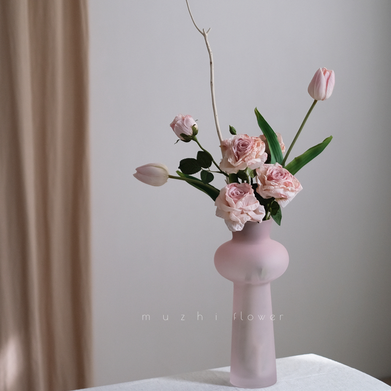 粉色佳人原创设计仿真花客厅摆件
