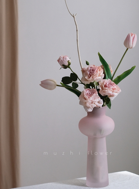 粉色佳人仿真花客厅摆设轻奢高端餐桌花假花家居插花摆件花艺装饰